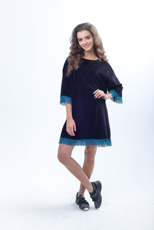 Velor dress Eudora (dark blue) pp