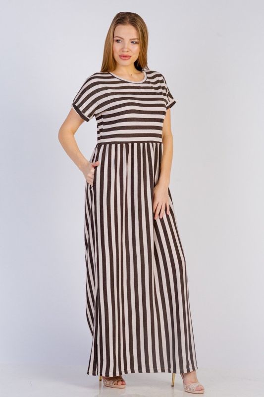 Knitted dress Amizi (brown stripe) pp