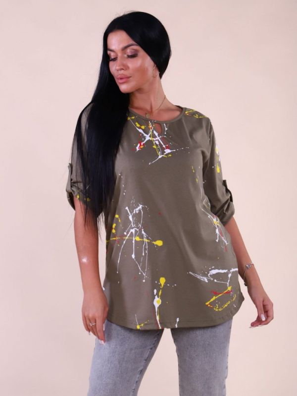 Knitted tunic Agrafina (khaki) pp