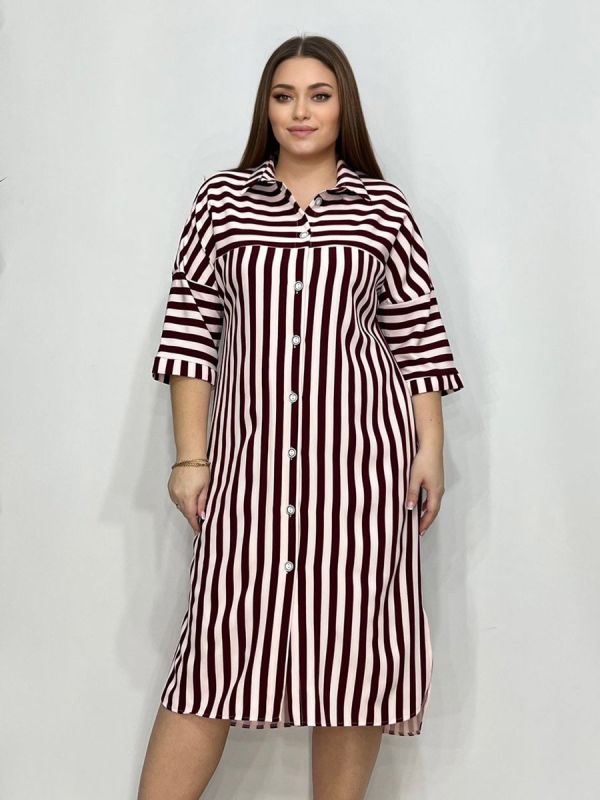 Women's dress Leniada (burgundy stripes) zk