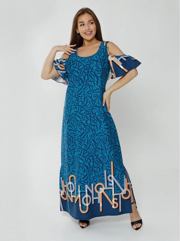 Knitted dress Luciana (letters on blue) pp