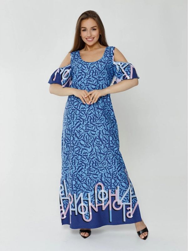 Knitted dress Luciana (letters on blue) pp